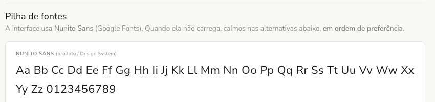 Amostra da fonte Nunito Sans com todo o alfabeto e os números.